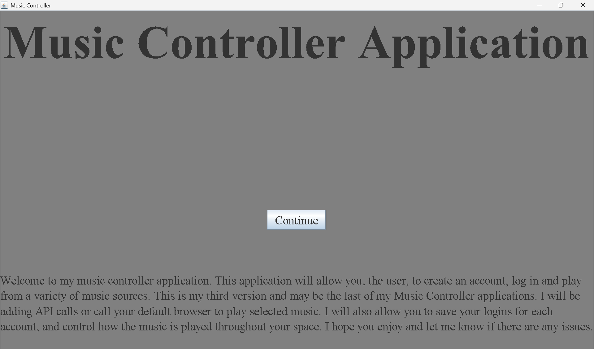 Music Controller Main Page